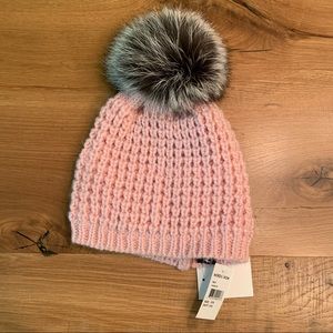 Kyi Kyi Women's Rosewater Silver Fox Fur Knit Beanie